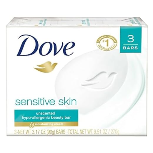 Dove Sensitive Skin Beauty Bar, Unscented, 3 Count, Pack of 1