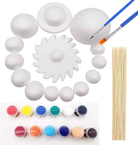 Huimai Kit de Sistema Solar para Niños con 14 Bolas de Espuma, 12 Varillas de Bambú, 12 Pigmentos...