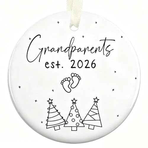 Grandparents' First Time Gifts - Grandma & Grandpa Ornament - Ceramic Christmas Ornament 2026