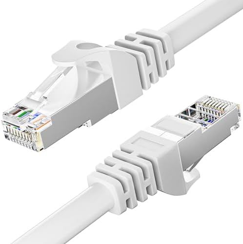 Kabel Ethernet 100m, Cat 6 Kabel sieciowy 100 metrów FTP Ethernet Cable 320ft Kabel Masowy Rj45 Gigabit Biały Pancerz LAN Cable Wysoka Prędkość 250MHz Kat.6 Kabel do Internetu dla Routera Modemu