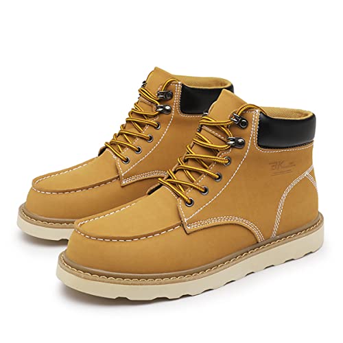 Image of MENS Work Boot High-tops Slip Resistant Protective Leather Shoes Outdoor Sports Fluffing Warm Shoes In Winter Cotton-padded Shose.