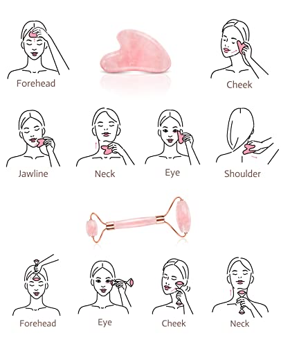 Jade Roller & Gua Sha Set, Face Roller For Skin Care Routine, Reduce Puffiness And Improve Wrinkles, Massage Tools Relieve Fine Lines For Face Neck, And Eye Treatment #TOP3