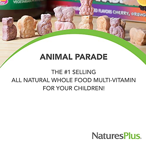 Naturesplus Animal Parade Gold Children's Multivitamin - Assorted Cherry, Orange & Grape Flavors - 120 Animal-Shaped Chewable Tablets, Pack Of 4 - Vegan, Gluten Free - 240 Total Servings #TOP1