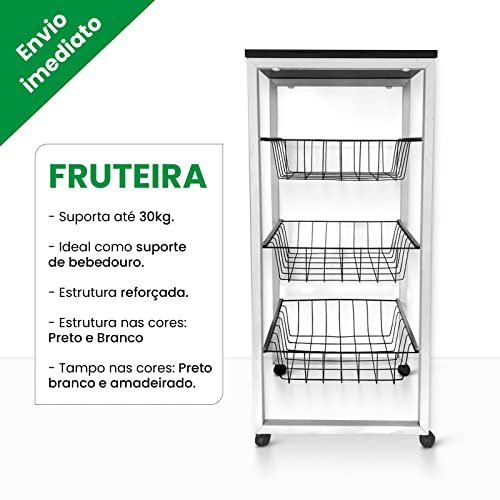 Fruteira De Chão Cozinha Em Aço Mdf