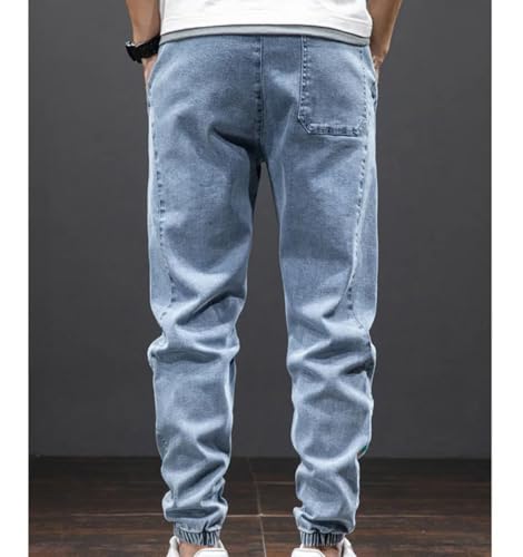 Men Summer Drawstring Elastic Waist Slim Fit Jeans Fashion Harajuku Streetwear Plus Size Casual Joggers Pants4