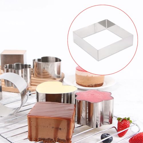 Molde cuadrado de acero inoxidable para repostería y anillo reutilizable para tartas caseras 3