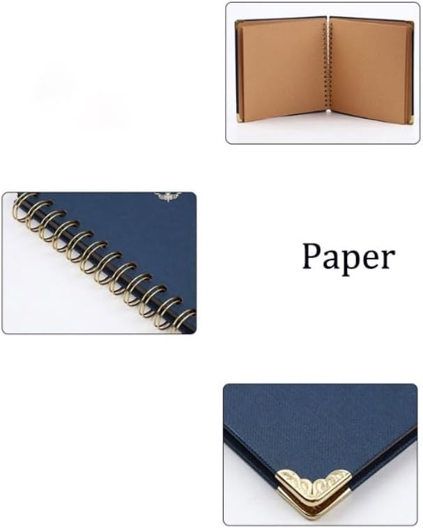 Travel Growth Commemorative Book ﻿ Paper Gold Stamping Album with Corner Guard DIY Growth Album Album Applicable to Photos, Receipts, Star Cards, etc(White-Dinosaur Doodle4)