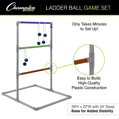 Champion Sports Deluxe Outdoor Ladder Ball Game: Backyard Party, Camping & Beach Games Ladder Golf Set For Adults And Kids With Bolas Balls And Carrying Case #TOP6