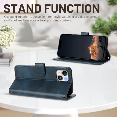 Étui portefeuille iPhone 15 protection similicuir rabat support