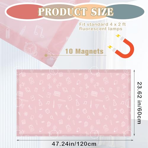 Image of VIHOSE 6 Pcs Fluorescent Light Covers for Ceiling Lights Classroom Magnetic Light Covers Classroom Filters Office School Drop Ceiling, 4 x 2 ft(Stationery)