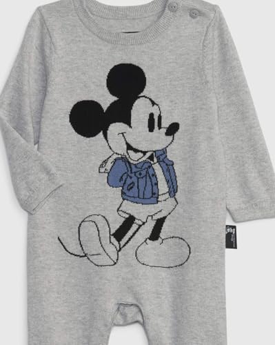 Image of GAP Infants' Relaxed Fit Mickey Mouse Graphic Print Full Sleeves Round Neck Romper