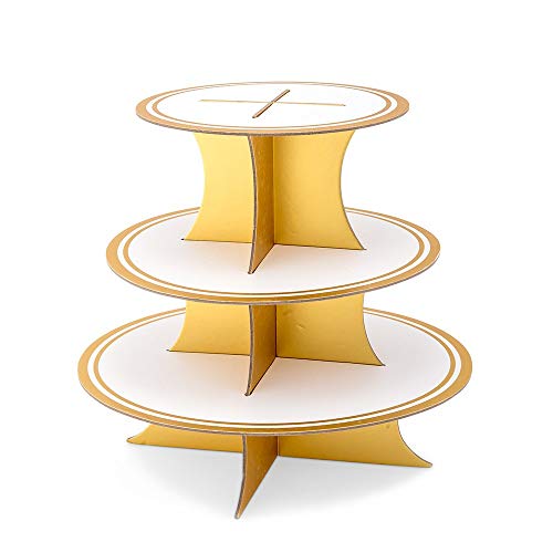 Weddingstar 3 Tier Cardboard Cupcake Display Stand - White & Gold