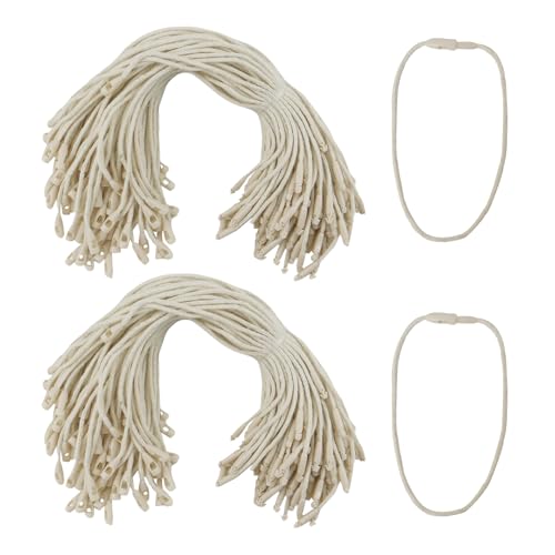 200Pcs Hang Tag String, 7.5-inch Beige Cotton Hang Tag String Hanging Tag Fastener Snap Lock Pin Loop Fastener 1.5 mm Thick Tag Rope Ties for Clothes Shoes Bags Luggage Label Price Tags, SATONBEYI