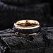 Men's Black Tungsten Carbide Ring with Rose Gold Lines - Single Step Hammered Finish, Comfort Fit, Hypoallergenic Wedding Band Size 11.0