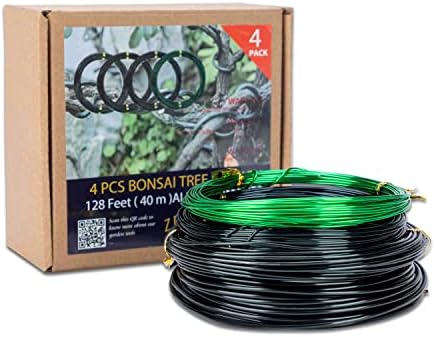 Bonsai Training Wire 4 Set - Total 128 Feet (32 Feet Each Size) 3 Size - 1.0MM, 1.5MM, 2.0MM - Corrosion and Rust Resistant by ZELARMAN