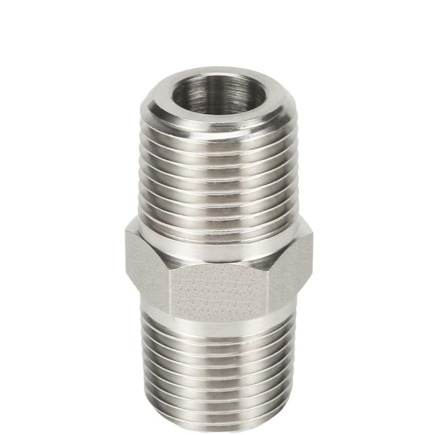 SS316 Male NPT BSPT R Thread Hex Nipple 1/8" 1/4" 3/8" 1/2" 3/4" 1" Pipe Fitting Connector 3000psig 20MPa Stainless Steel(BSPT to BSPT Thread,1 in x 0.5 in)