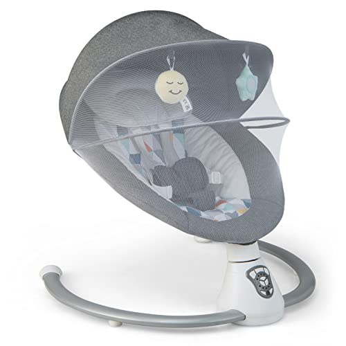 COSTWAY Electric Baby Bouncer, Portable Infants Rocker with Removable Mosquito Net, 5 Swing Settings, Built-in Music and 3 Timer, Includes Remote Control, Baby Swing Chair Suitable from Birth