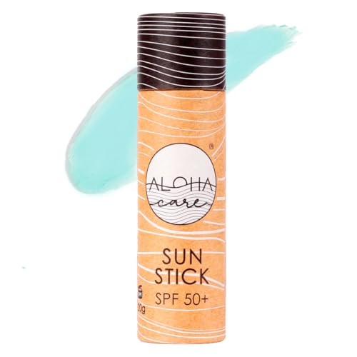 Aloha Sun Stick SPF 50+ | Protector solar mineral teñido para el surf | Tubo de papel ecológico (Verde Azulado)