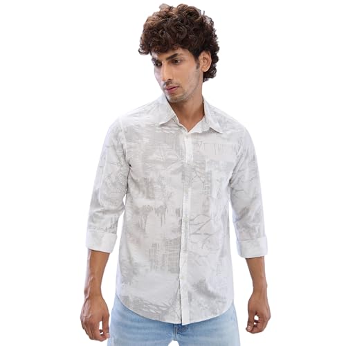 Image of Spykar Men's Slim Fit N /A Full Sleeve Printed Casual Shirts