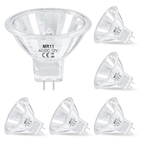 EASYIVY MR11 Halogenlampen 12V 20W Dimmbar GU4 Halogen Spot Glühbirne mit Glasabdeckung Warmweiß 2700K 35mm Durchmesser Reflektor Strahler MR11 für Einbauleuchten Landschaftsbeleuchtung 6 Stück