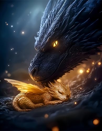 BYGFHLYW 5D Dragon Diamond Painting Kits for Adults Dragon Diamond Art Kits for Adults Beginner DIY Full Drill Diamond Dot Gem Painting for Home Wall Decor 12x16inch