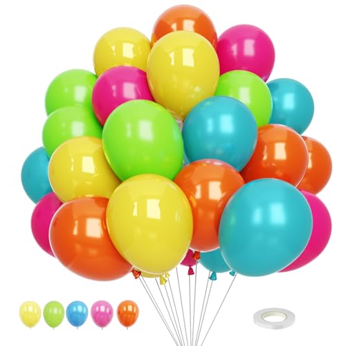 Image of Tropical Balloon 50 Pcs Yellow and Green balloons 12 inch Pink and Orange Summer Balloons for Party Decorations, Wedding Backdrop, Birthday, Baby Shower, Pool