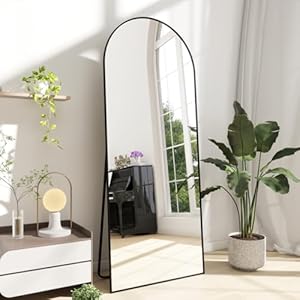 Arched Floor Mirror, 71 “x 26” Full Length Mirror Wall Mirror Hanging or Leaning Arched-Top Full Body Mirror with Stand for Bedroom, Dressing Room, Black