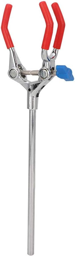 Pilipane Three Jaw Rotating Clamp Zinc Alloy Lab Retort Stand Condenser Flask Clamp Adjustable for Laboratory Use Holding Bottles Test Tubes Red 11in