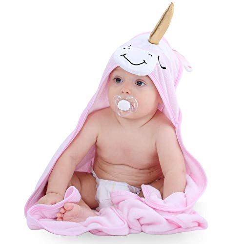 Cape de Bain Bebe en Bambou Biologique Innobeta, Serviette de Bain Bebe, Peignoir de Bain Enfant, avec Un Joli Motif Licorne, Sortie de Bain Bebe Cadeau pour Les Tout-Petits, Garçon, Fille