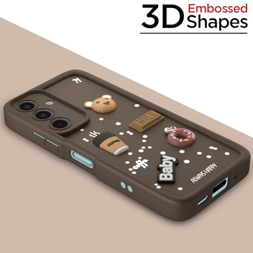 Image of Amazon Basic Back Cover for Samsung Galaxy A16 5G | Cute Fun Cartoon 3D Bear Silicone Full Body Protection Bumper Cover (Brown)