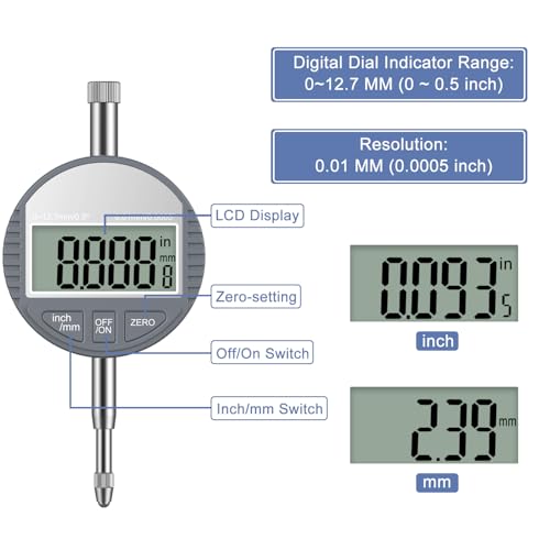 Image of HDLNKAK Digital Bore Gauges Set, Cylinder Bore Gauge with LCD Digital Dial Indicator, 2 inch-6 inch /0.0005 inch, Wide Selection of Anvils, Applications in Engines Cylinder Precision Measurement - Blue Case