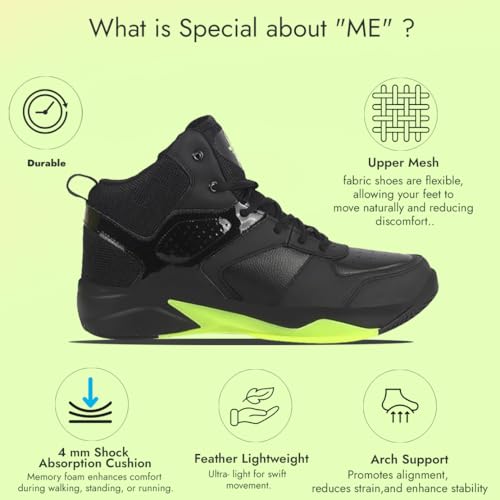 Image of FAUSTO Men High Top Colorblocked Chunky Classic Lace Up Sneakers|Breathable Basketball Shoes with Memory Cushion|Anti Skid Comfort Grip Sole