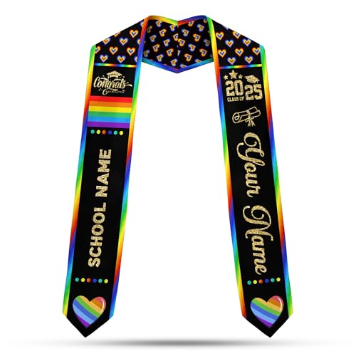 MonkeyVan Rainbow Stole Rainbow Graduation Stole College Graduation Sash LGBT Pride Gift for Graduation's Day LGBT Graduation Lgbt7