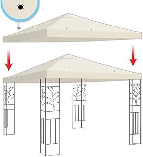 BenefitUSA Replacement Gazebo Canopy Top Patio Pavilion Cover Sunshade Polyester Single Tier, Ecru