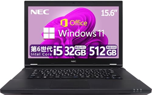 yςݕiz yeʃ32GB & SSD512GB & CPU:6Core-i5zNEC m[gp\R VKV[Y 15.6^ 6Core i5-6200U/Windows11/Office/HDMI/USB3.0/