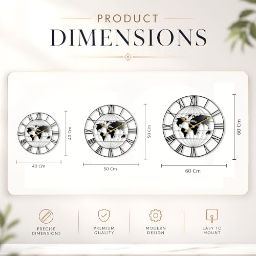 Image of Auromin Designer Metal Wall Clock for Living Room Stylish | Big Size Decorative Wall Clocks for Hall, Bedroom, Office, Drawing Room, Kitchen | Silent Big Luxury Wall Watch Stylish Decor Item
