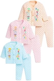 Shyamcollections Baby's Boy's Girl's Full Sleeves Cotton Vests, Jhabla T-Shirt with Pyjama Pant Dress for Kids Infant Todd... Price In India