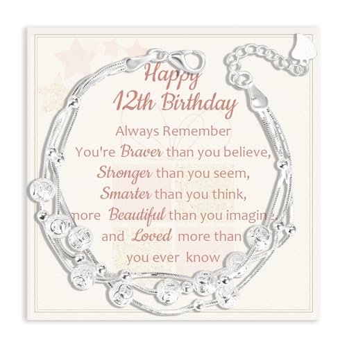 FANCIBAND Birthday Gifts For Women 925 Silver Beaded Bracelets For Women Gift For 12 Year Old