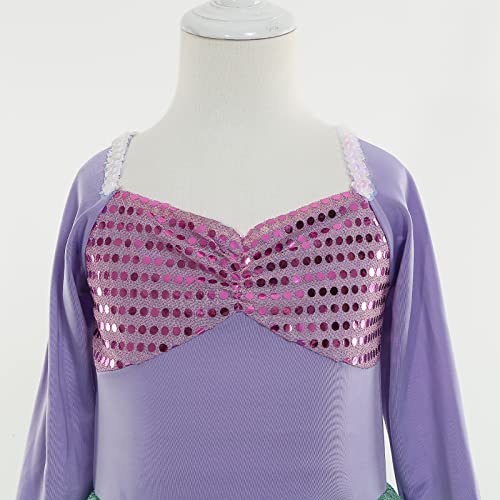 Princess Little Girls Mermaid Costume For Toddler Dress For Girls With Accessories Wig Birthday Party Cosplay(100 3 Years) #TOP3