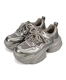 ダブルシューレース厚底スニーカー/レディースOT3776GREY39