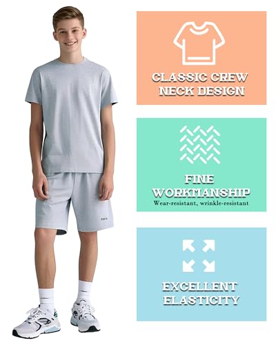 Chuarry 8 Pack Youth Boys Athletic T-Shirts Quick Dry Shirts Short Sleeve Tees Bulk Active Performance for Boys Kids Girls4