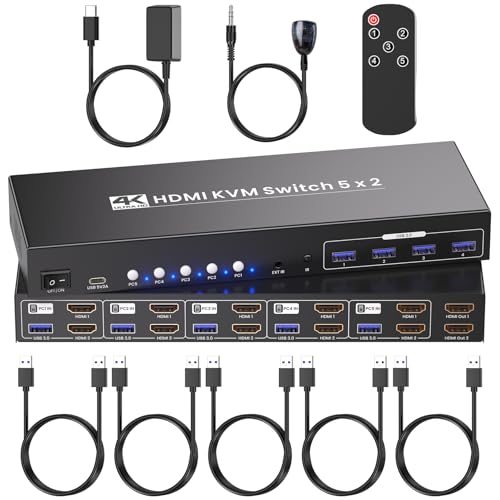 KVM 5 ports HDMI 4K60Hz pour organiser votre bureau de télétravail avec 5 PC et 2 écrans