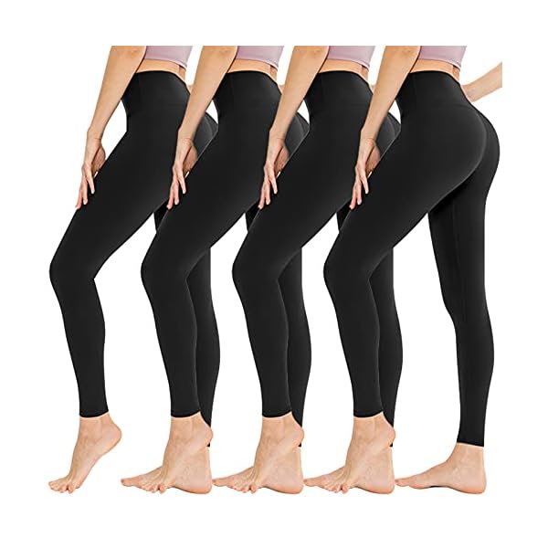 High-Waisted-Leggings-for-Women-No-See-Through-Tummy-Control-Workout-Womens-Leggings-Athletic-Running-Cycling-Yoga-Pants 4 Pack Leggings for Women Butt Lift High Waisted Tummy Control Slimming Black No See-Thru Yoga Pants Workout Running