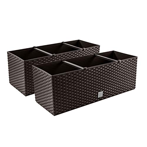 2X Blumenkasten Blumentopf Rattan-Optik Pflanztopf Balkonkasten Pflanzkästen, Umbra