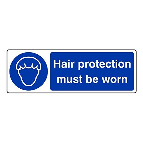 Lasting Impressions (Signs) Limited 300Mmx100mm Hair Protection Must Be Worn Catering Sign Sticker Self Adhesive