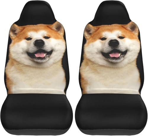 柴犬 秋田犬 犬柄 シートカバー 2枚 前席 防汚 カーシートカバー シートエプロン クッション 軽自動車 普通車 ブラック 運転席 助手席 座席 おしゃれ 車用 シート カバー プレゼント W172