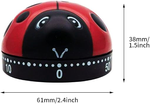 Ladybug Mechanical Cooking Timer - 60-Minute Kitchen Alarm Clock with Loud Ring