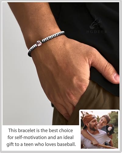 HGDEER Baseball Bracelet, Adjustable Braided, Baseball Basketball Gifts for Teenage, Teams, Son, Grandson Brother2