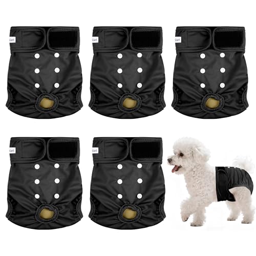 Image of Dog Diapers Female 5pcs,Reusable Dog Doggie Puppy Doggy Diapers Female, Period Panties in Heat, Black, XLarge