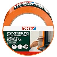 tesa Putzband PVC - Putzklebeband mit verstärktem PVC-Trägermaterial - zum Schutz beim Verputzen im Außenbereich - temperaturbeständig, von Hand einreißbar - orange - 33 m x 50 mm